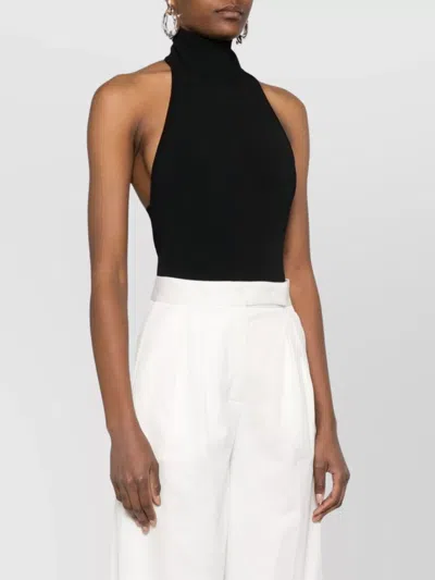 Max Mara Black High-neck One-piece With Open Back And Structured Shorts