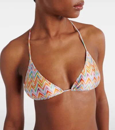Missoni Triangle Bikini With Zigzag Pattern And Adjustable Ties In Multi