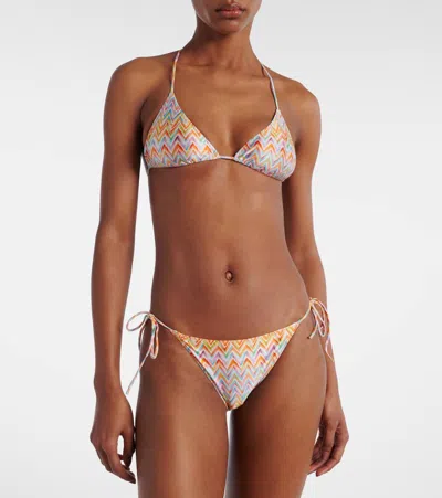 Missoni Triangle Bikini With Zigzag Pattern And Adjustable Ties In Multi