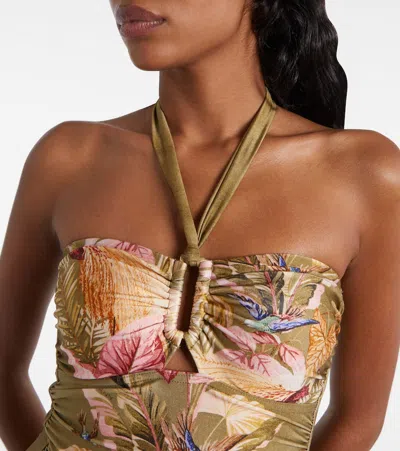 Zimmermann Ascension Wide Link Floral One-piece Swimsuit In Green