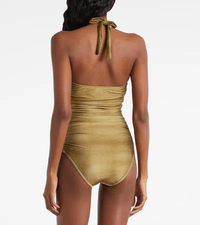 Zimmermann Ascension Wide Link Floral One-piece Swimsuit In Green