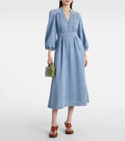 Zimmermann Denim Midi Dress In Blue