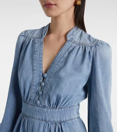 Zimmermann Denim Midi Dress In Blue