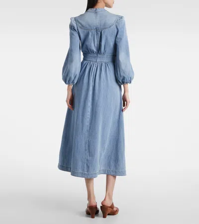 Zimmermann Denim Midi Dress In Blue