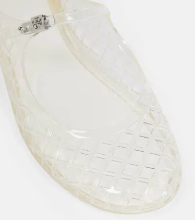 Tory Burch Metallic Sandals With Mesh Design In White