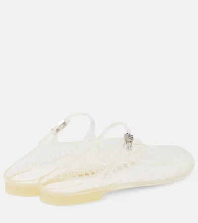 Tory Burch Metallic Sandals With Mesh Design In White