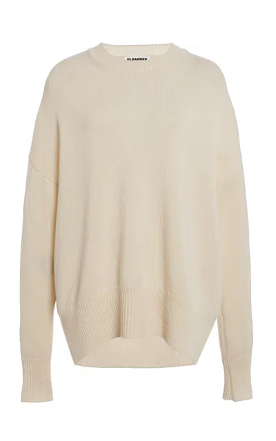 Jil Sander Cream Ribbed Pullover In Neutral