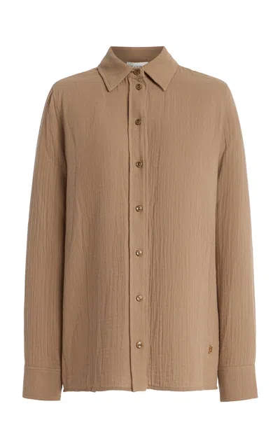Éterne Constance Button Up Top In Taupe In Brown