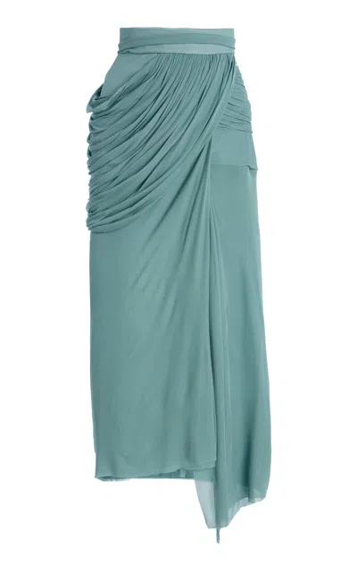 Maticevski Exclusive Savour Draped Chiffon Skirt In Blue