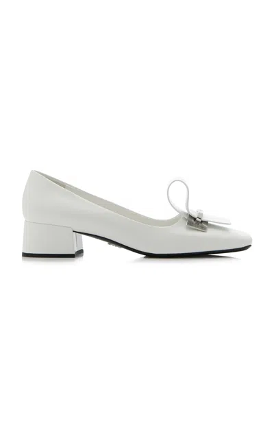 Prada Leather Pumps In White