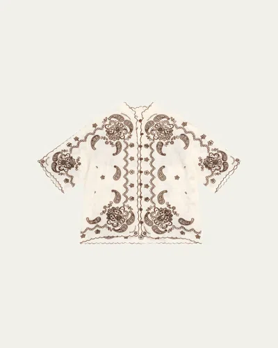 Zimmermann Ascension Leather-trimmed Broderie Anglaise Linen Shirt