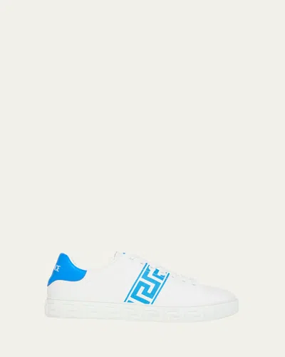 Versace Leather Low-top Greca Style Sneakers In White