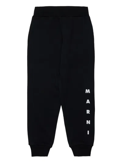 Marni Kids Cotton Sports Trousers In Black