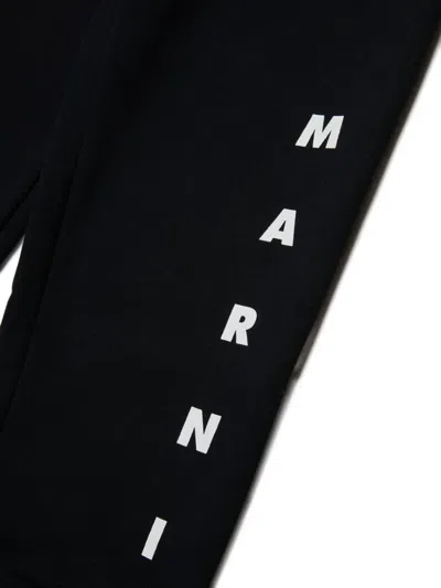 Marni Kids Cotton Sports Trousers In Black