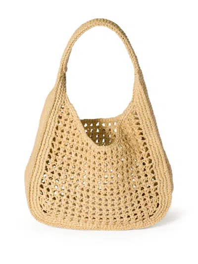 Miu Miu Raffia-effect Woven Hobo Bag In Sand