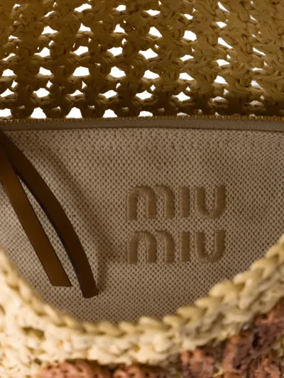 Miu Miu Raffia-effect Woven Hobo Bag In Sand