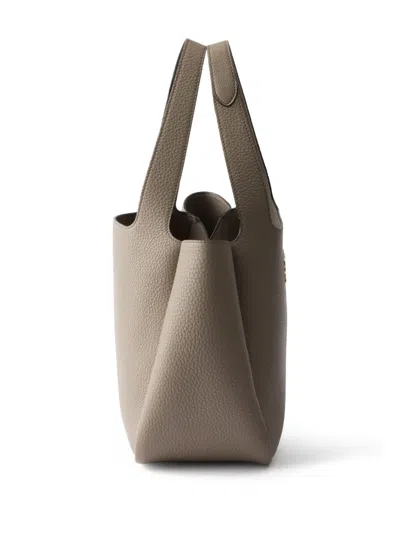 Prada Small Leather Tote Bag In Neutral