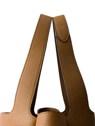 Prada Small Leather Tote Bag In Brown