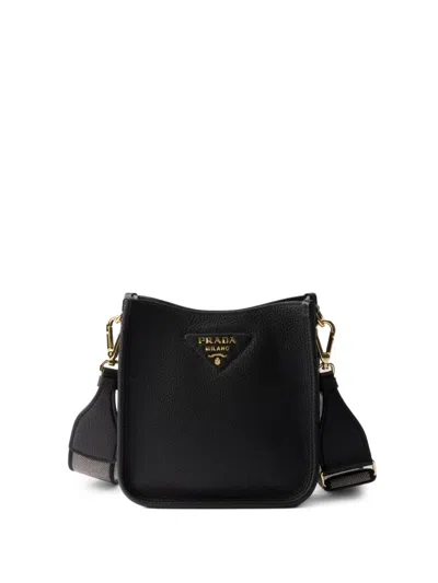 Prada Mini Leather Shoulder Bag In Black