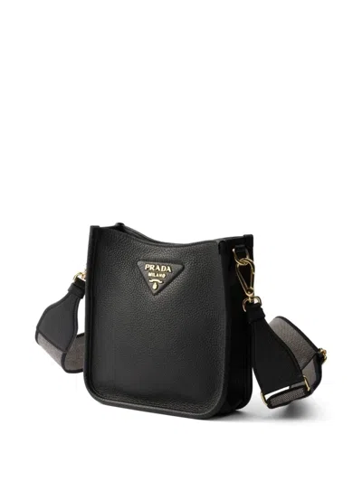 Prada Mini Leather Shoulder Bag In Black