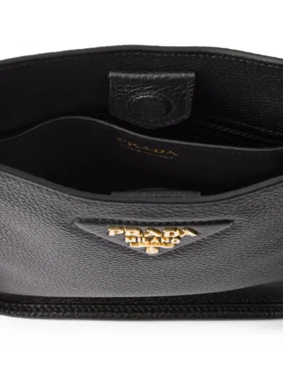 Prada Mini Leather Shoulder Bag In Black