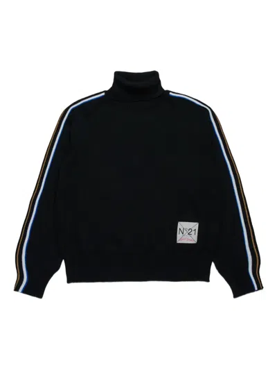 N°21 Lupetto In Misto Lana Con Bande Multicolor