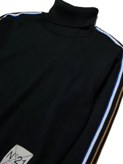 N°21 Lupetto In Misto Lana Con Bande Multicolor