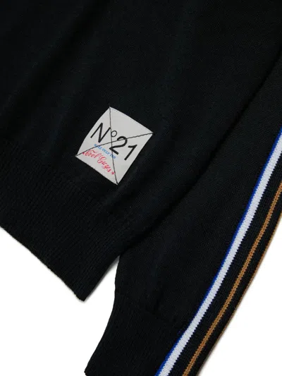 N°21 Lupetto In Misto Lana Con Bande Multicolor