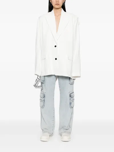 Pushbutton Squared-back Single-breasted Blazer