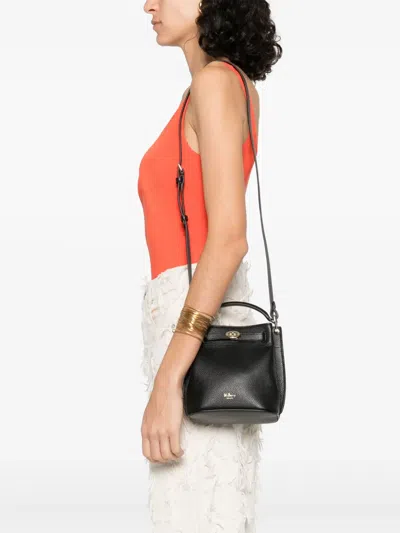 Mulberry Pebbled Top Handle Adjustable Strap Shoulder Bag In Black