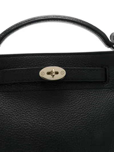 Mulberry Pebbled Top Handle Adjustable Strap Shoulder Bag In Black