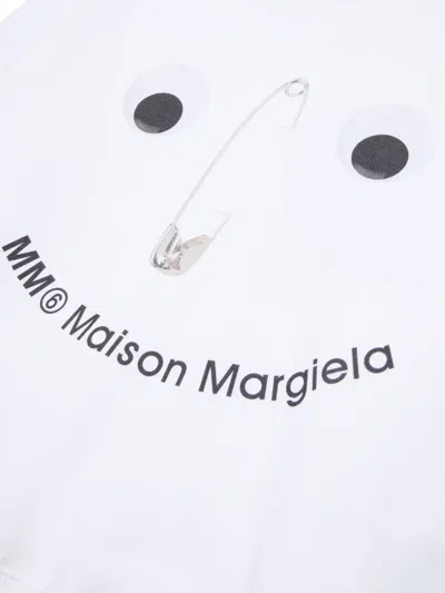 Mm6 Maison Margiela White Sweatshirt For Kids With Safety Pin