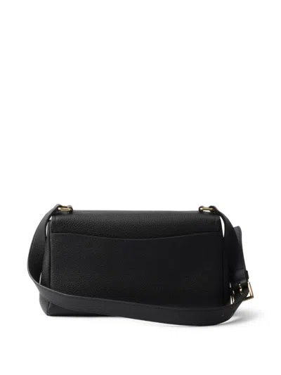Prada Daino Flap Soft Leather Shoulder Bag In Black
