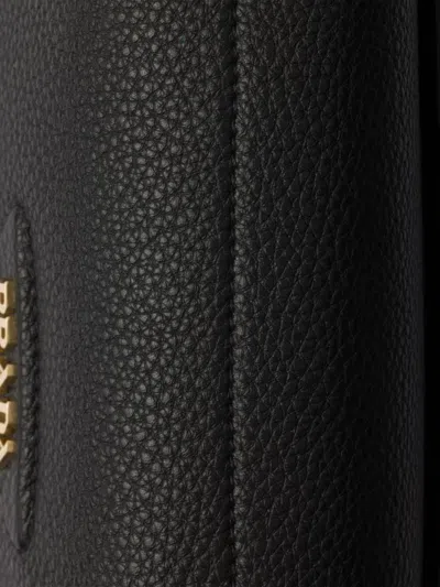 Prada Daino Flap Soft Leather Shoulder Bag In Black