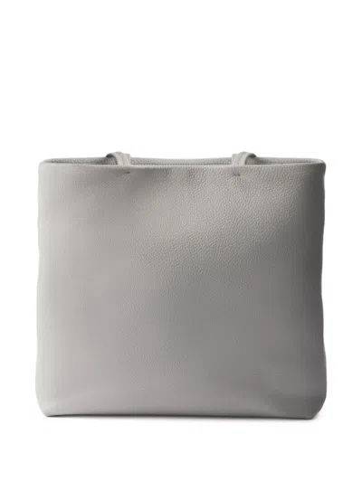 Prada Large Leather Tote Bag In Granite Gray