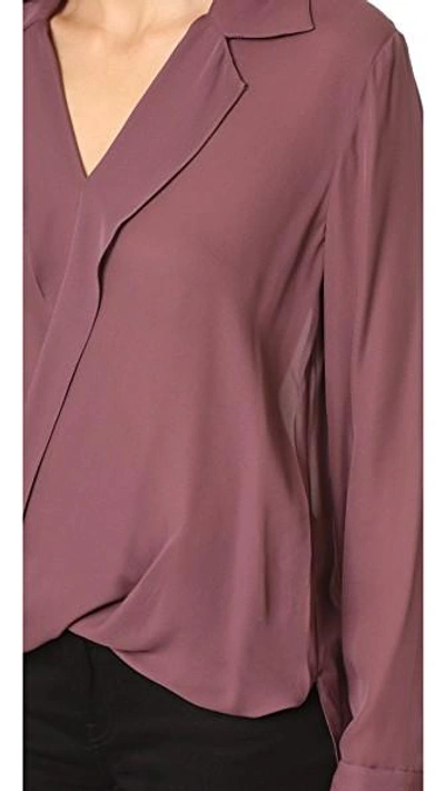 Shop L Agence Rita Draped Blouse In Mulberry