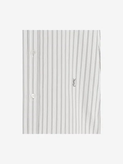 Saint Laurent Striped Pattern Long Sleeves Shirt In Neutral