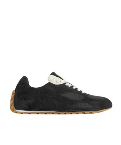 Bottega Veneta Orbit Leather-trimmed Suede And Shell Sneakers In Black