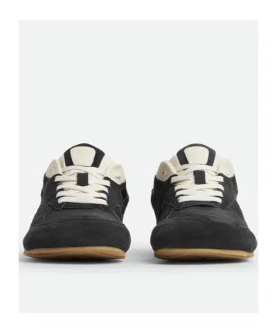 Bottega Veneta Orbit Leather-trimmed Suede And Shell Sneakers In Black