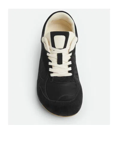Bottega Veneta Orbit Leather-trimmed Suede And Shell Sneakers In Black