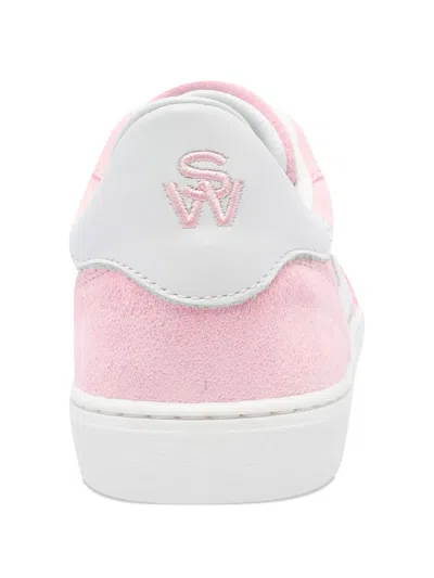 Stuart Weitzman Round Toe Suede Sneakers With Contrast Heel