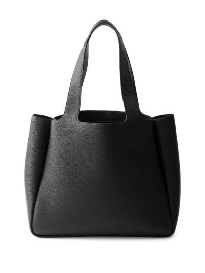 Prada Medium Leather Tote Bag In Black