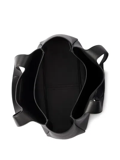 Prada Medium Leather Tote Bag In Black