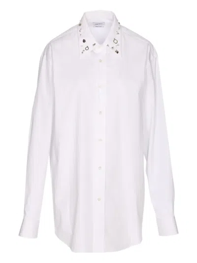Alexander Mcqueen Embellished Collar Long Sleeves Shirt In White