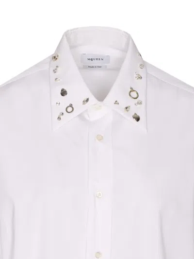 Alexander Mcqueen Embellished Collar Long Sleeves Shirt In White