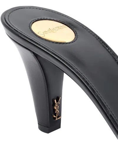 Saint Laurent Jill Mules With Square Toe And Cross Strap Design