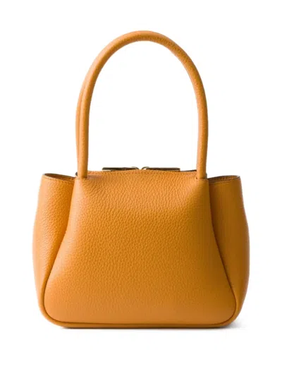 Prada Leather Mini Handbag In Orange