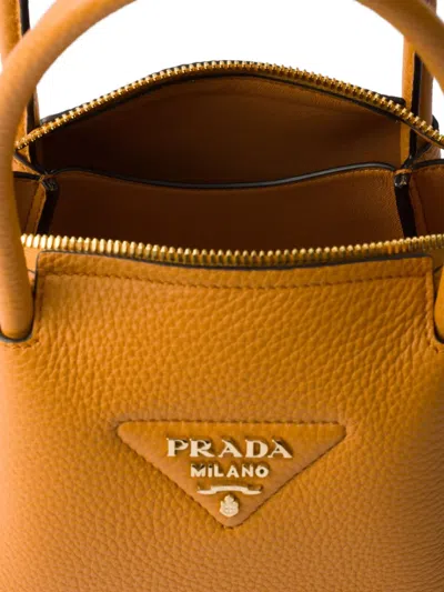 Prada Leather Mini Handbag In Orange