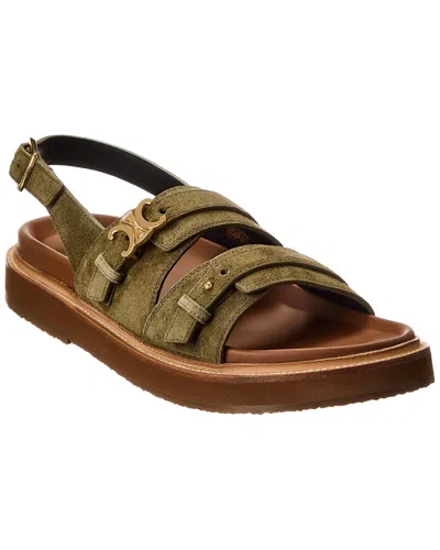 Celine Women Tippi Triomphe Sandals In Green