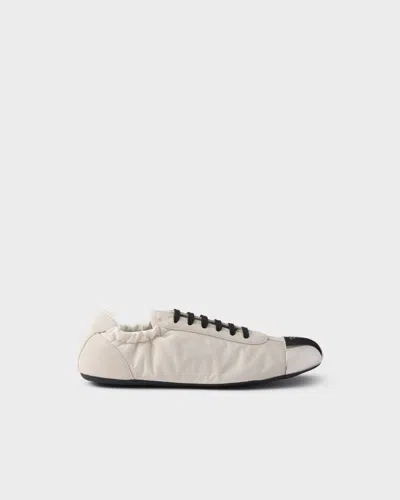 Prada Womens Neutral Collapse Re-nylon Shell And Suede Low-top Trainers Eur 38/5 Uk